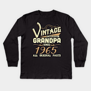 Vintage Grandpa Since 1965 Funny Man Myth Legend Daddy Kids Long Sleeve T-Shirt